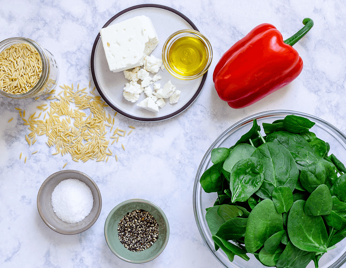 Orzo spinach salad ingredients
