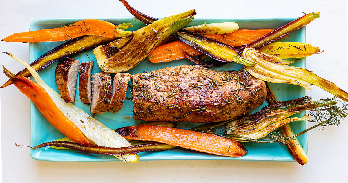 Balsamic & Rosemary Glazed Pork Tenderloin with Roasted Roots - Cancer Nutrition Consortium