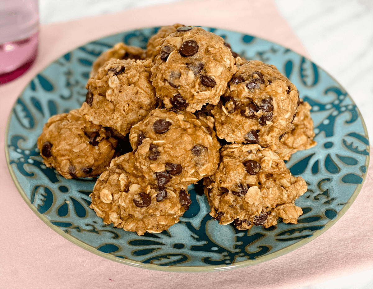 A plate of fresh breakfast banana bites