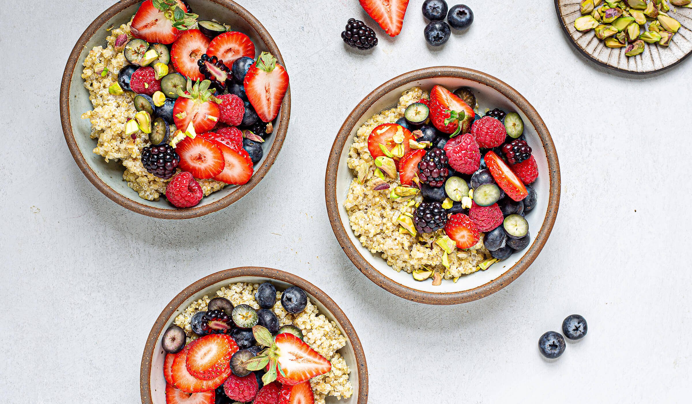 Breakfast Quinoa in bowls in a table