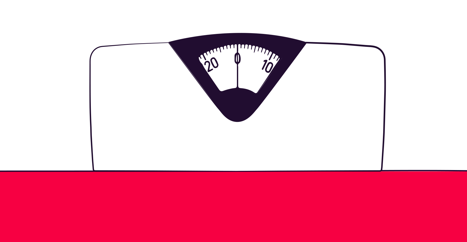 An illustration of a scale over a red background