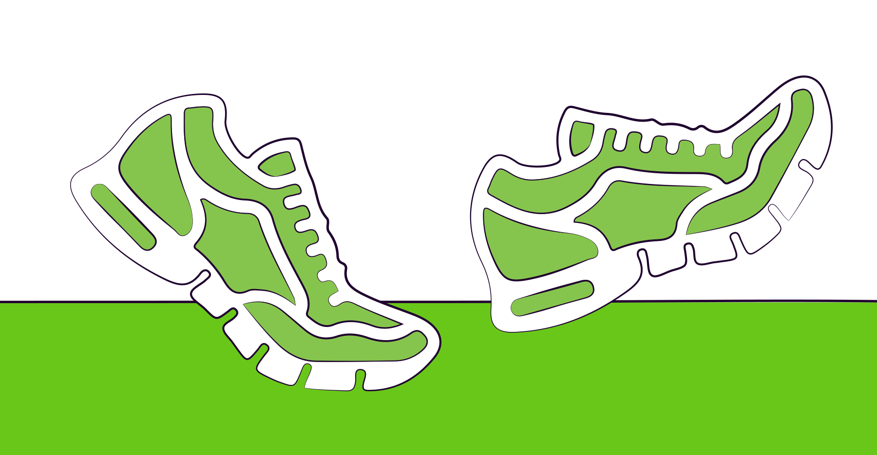 An illustration of green running shoes