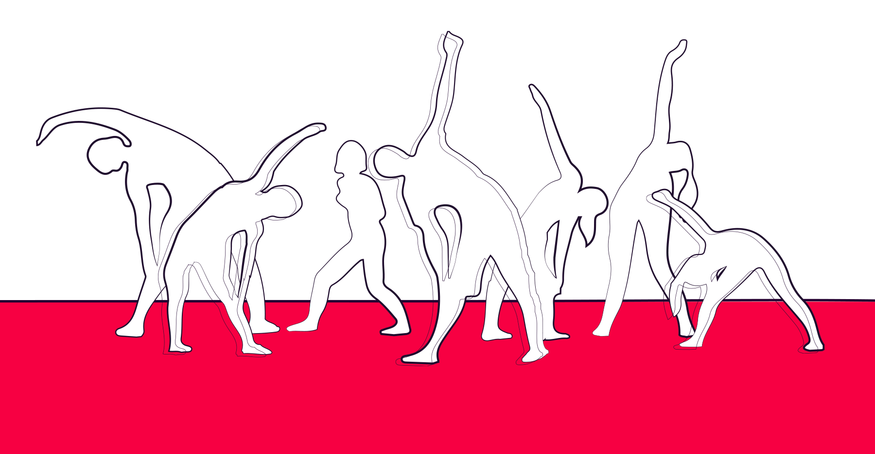 An illustration of silhouettes of people stretching