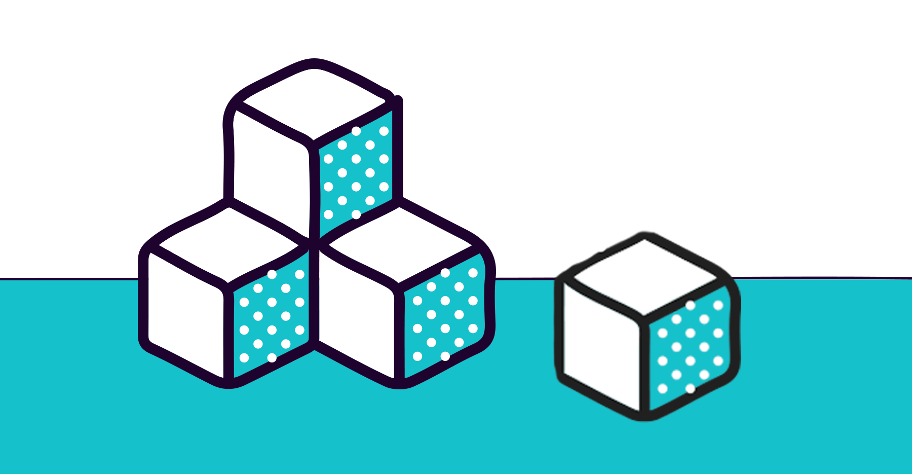 An illustration of some sugar cubes on a blue background