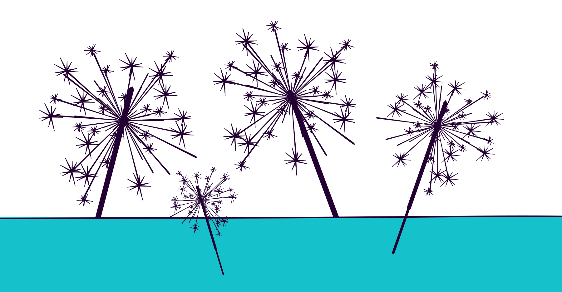 An illustration of some sparklers on a blue background