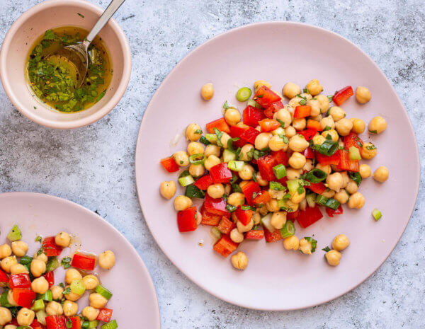 A plate of garbanzo bean salad