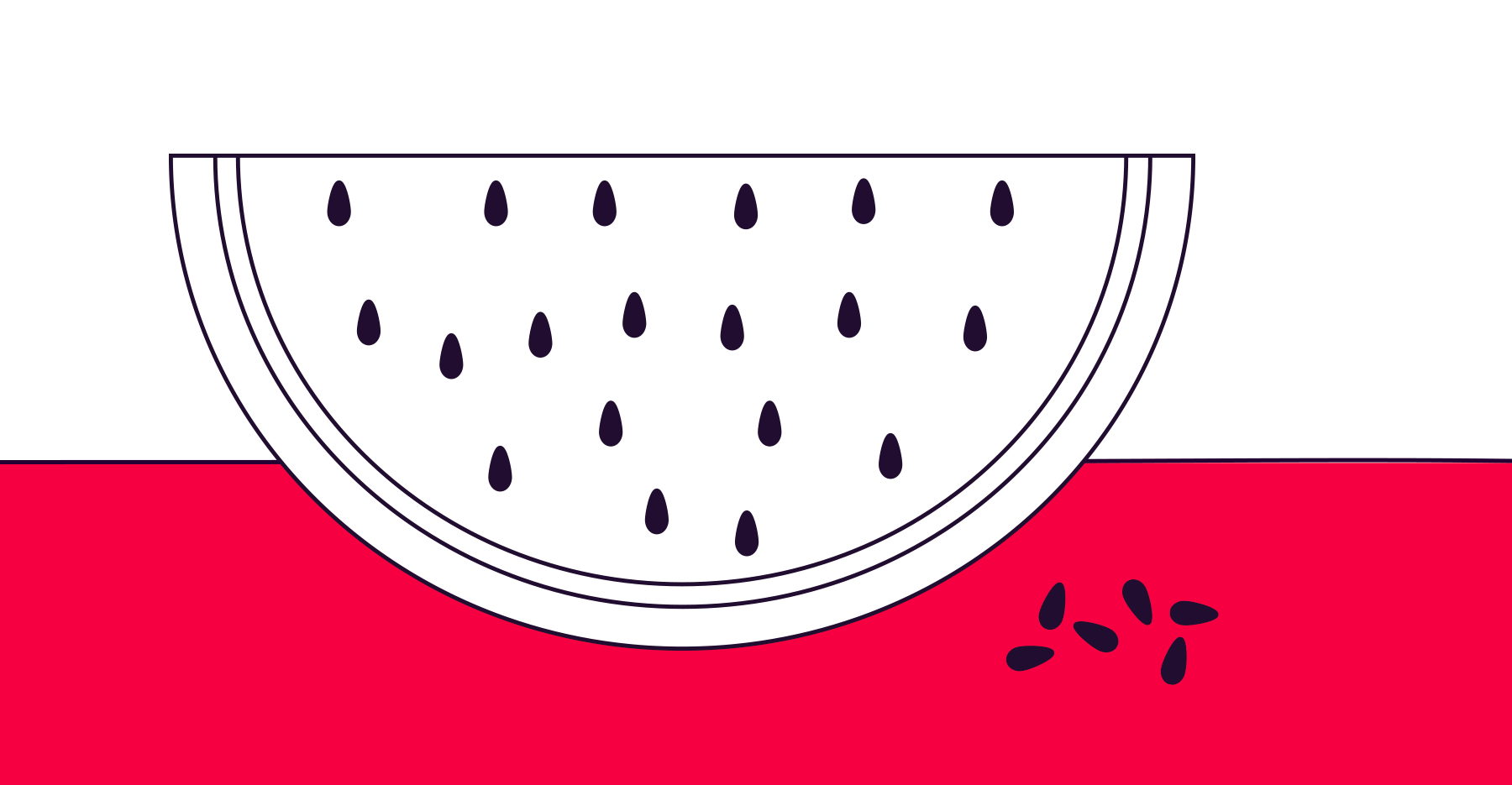An illustration of a slice of watermelon on a red background