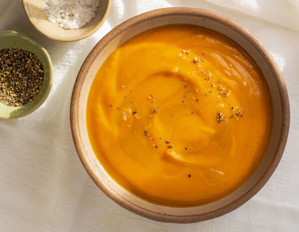A hearty bowl of spiced sweet potato soup