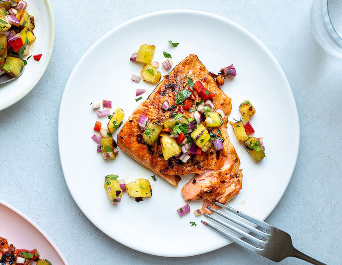 Charred Pineapple Salsa with Grilled Salmon