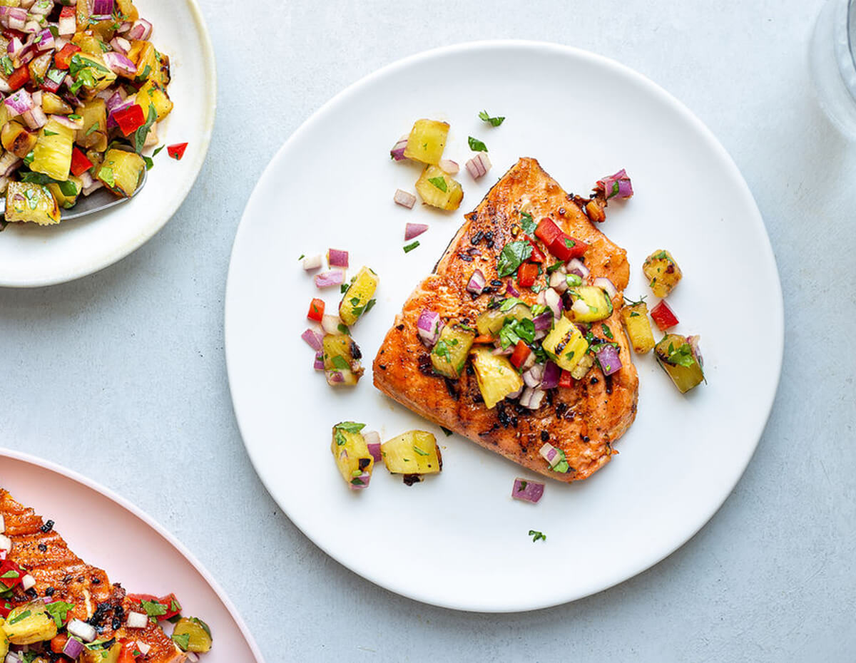 Charred Pineapple Salsa with Grilled Salmon